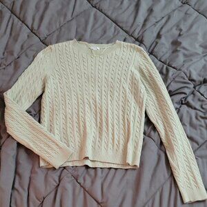 Light Green Cable Knit Crew Neck Sweater